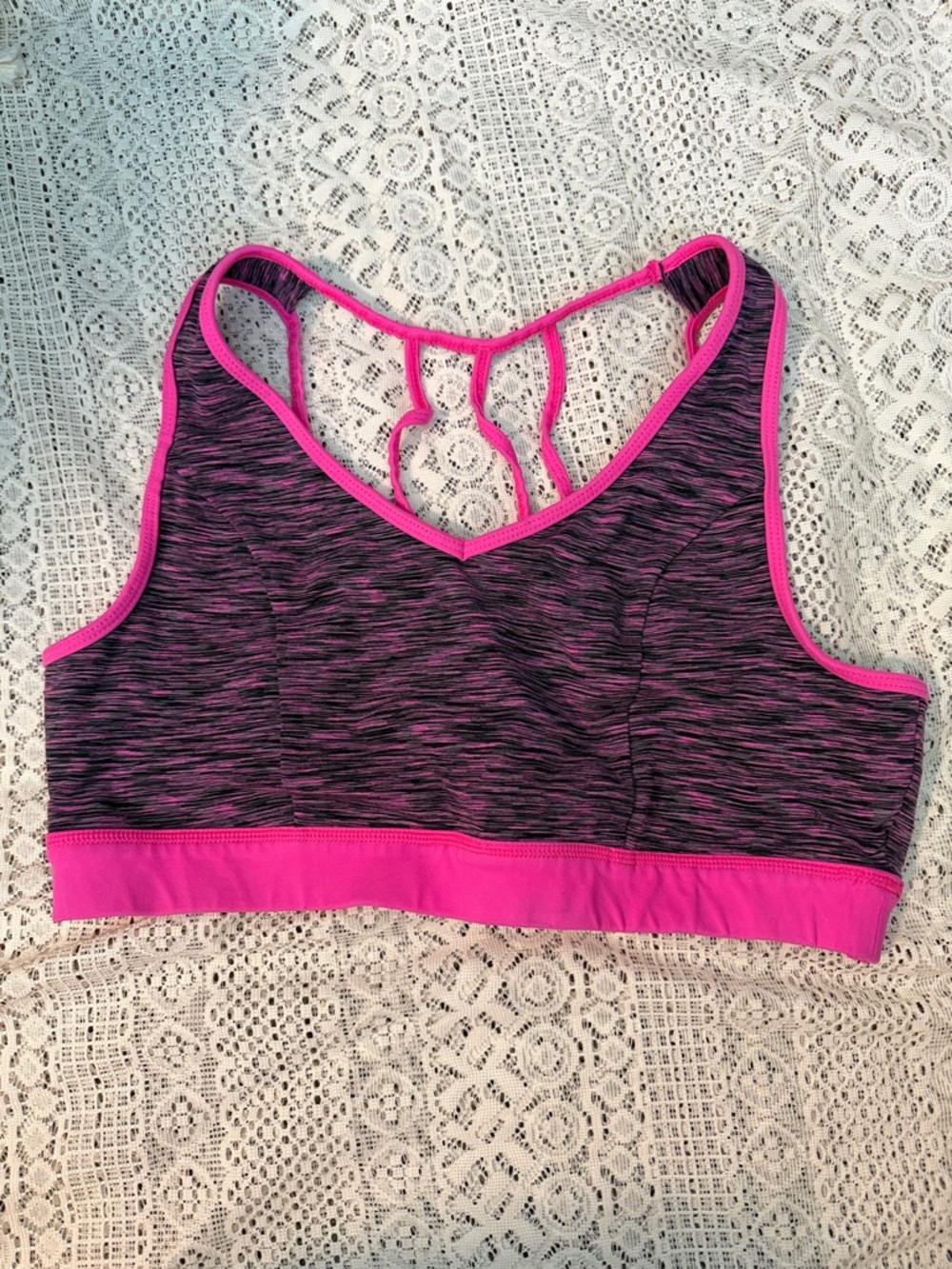 torrid Heathered Black Sports Bra with Hot Pink Trim
